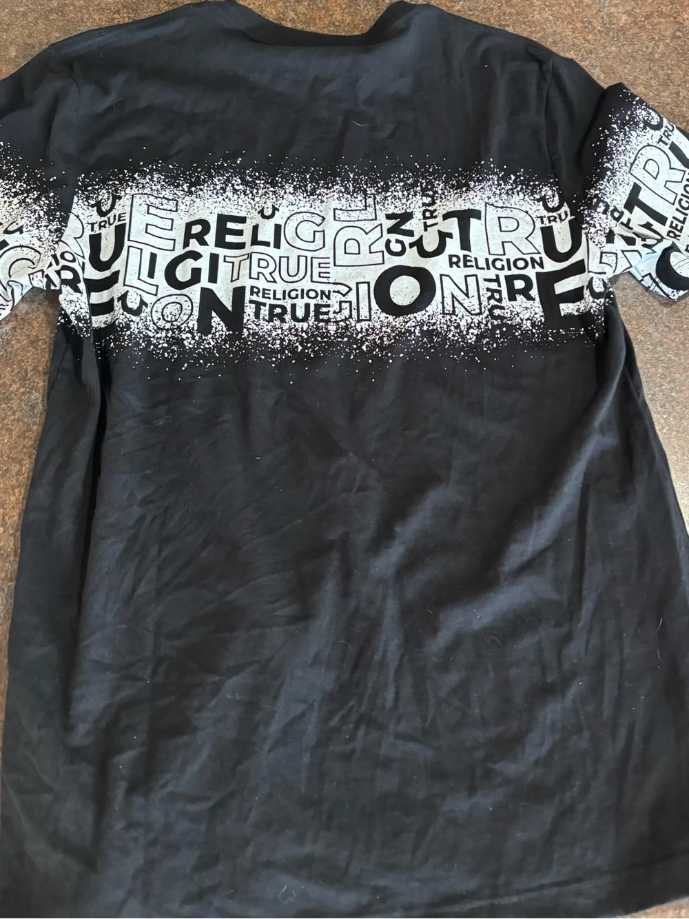 MEN TRUE RELIGION True Stipple Graphic Onyx Black T SHIRT MEDIUM